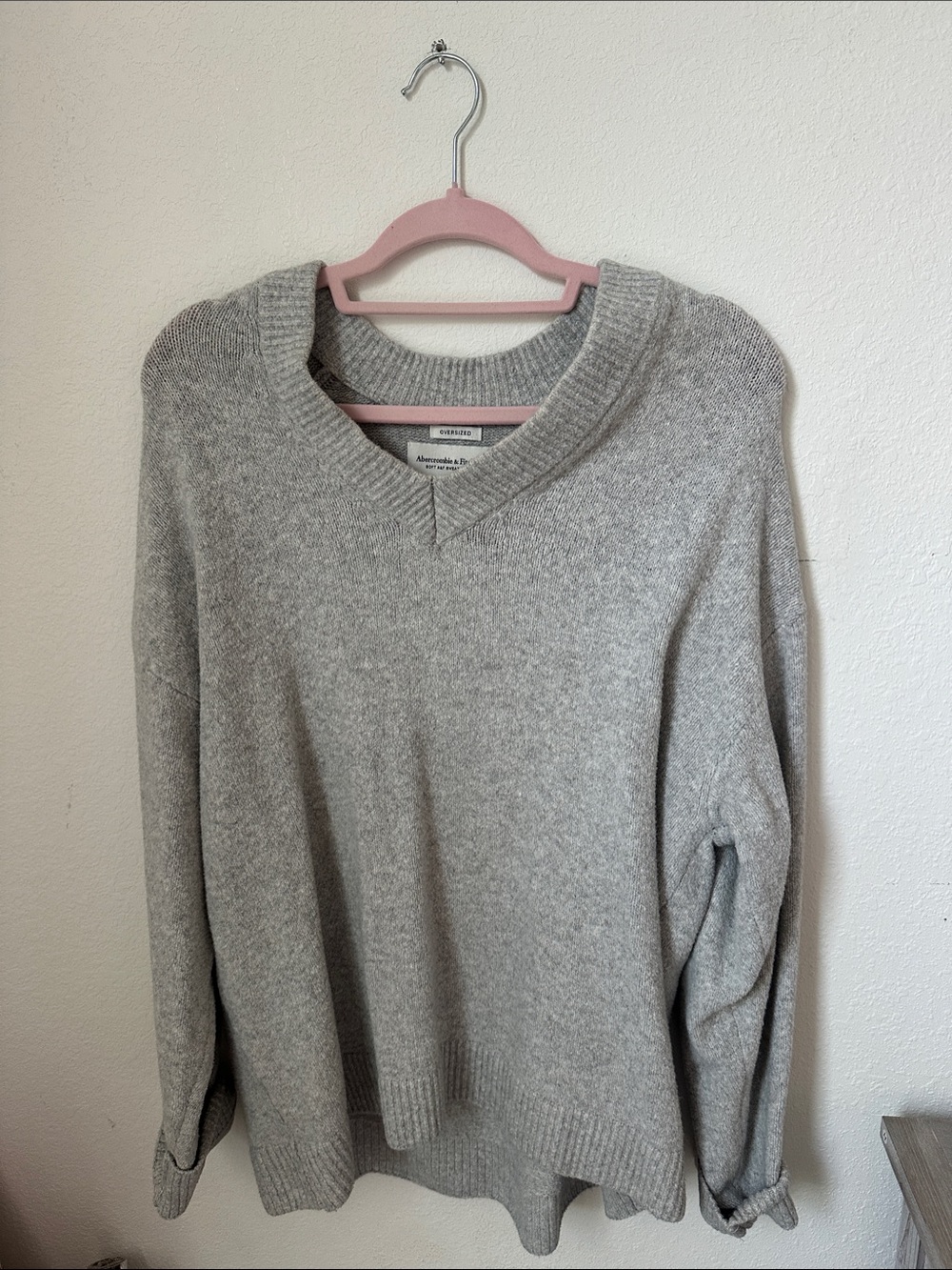 Abercrombie Oversized V-Neck Gray Sweater